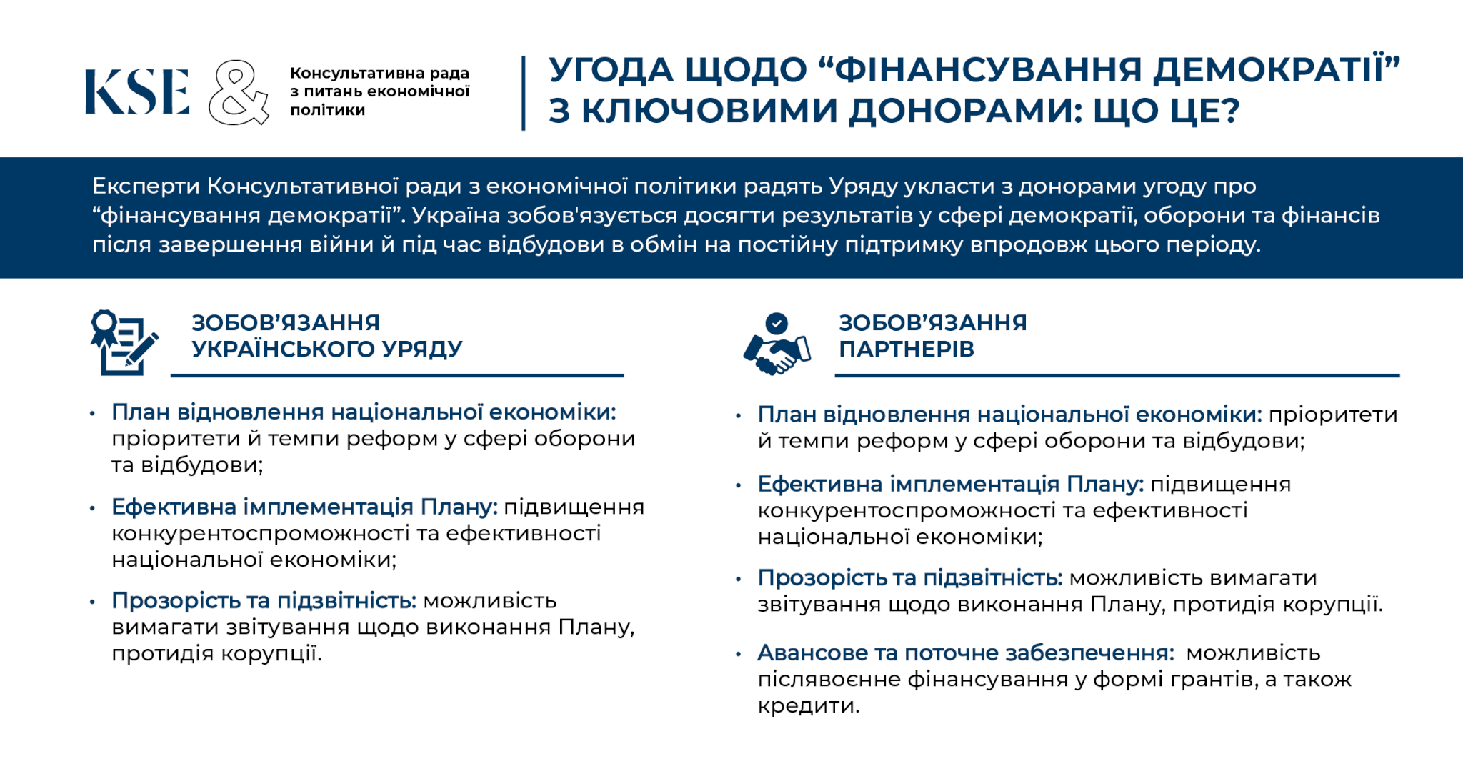 Експерти Консультативної ради з економічної політики представили перший офіційний документ – “Фінансування демократії: Чому і як партнери повинні підтримувати Україну”